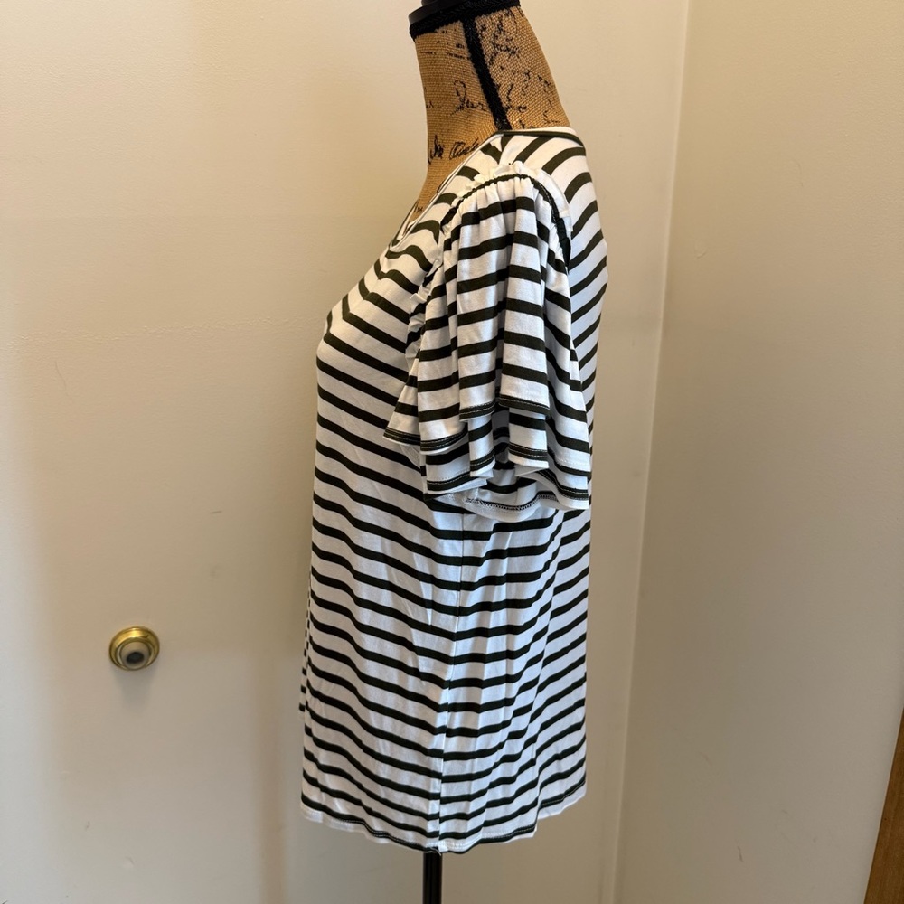 Green Envelope Black and White Striped Tee - Picture 6 of 9